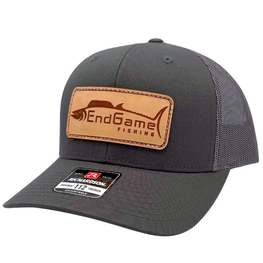 EndGame Fishing Leather Patch Hat in All Charcoal